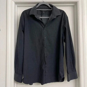 John Varvatos Modern Fit Long Sleeve Button Up Navy Blue Sz 17.5 R